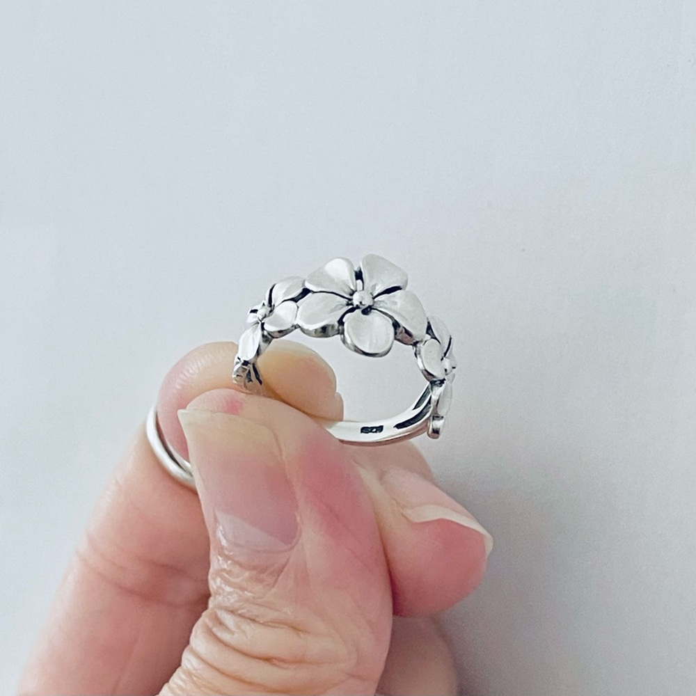 🌺TOP SELLER 🌺Silver 3 Plumeria Flower Ring with Leaves, Hawaii Jewelry Rings